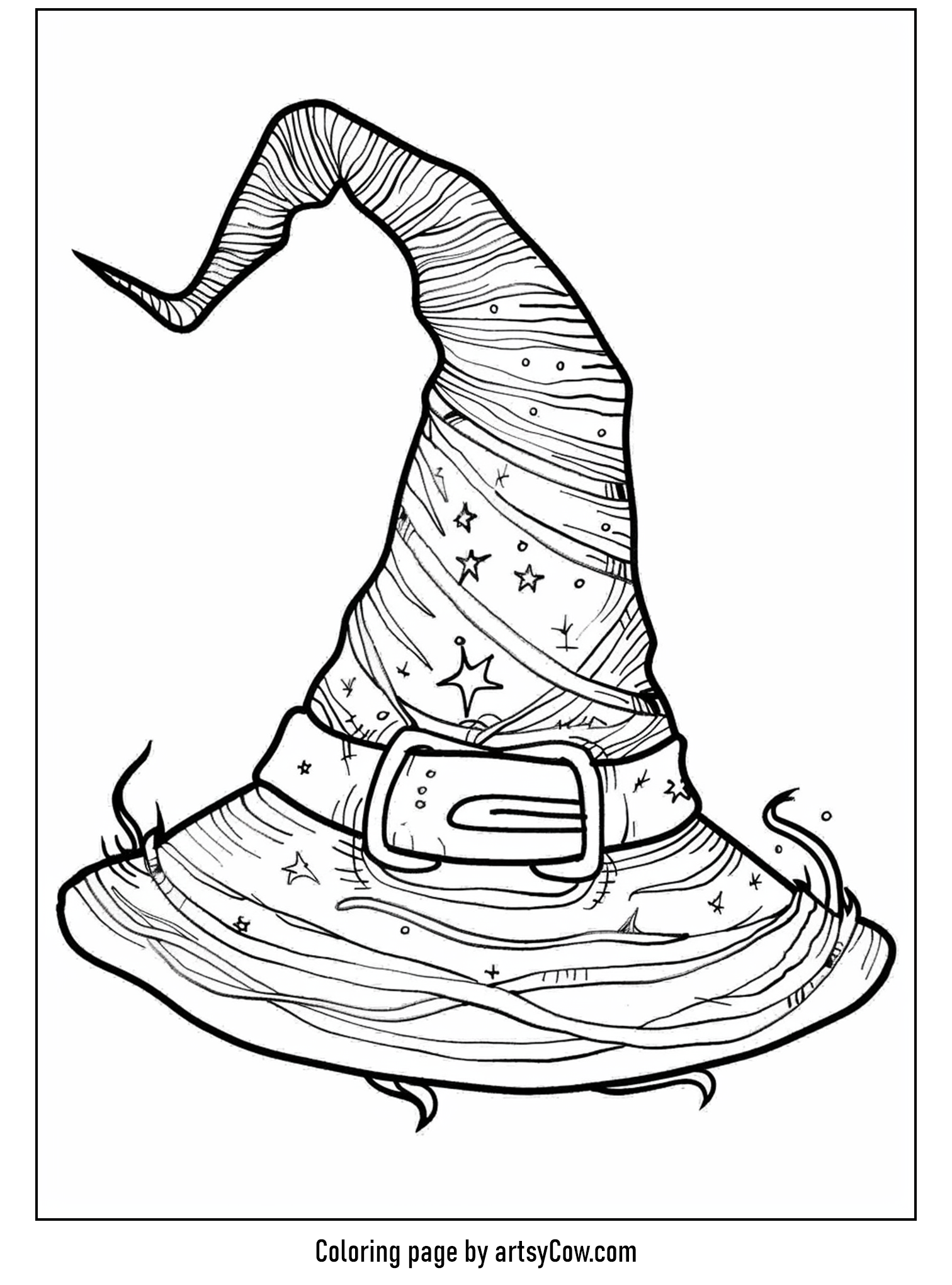 halloween coloring pages with witch hat, features a simple witch hat design ideal for coloring.